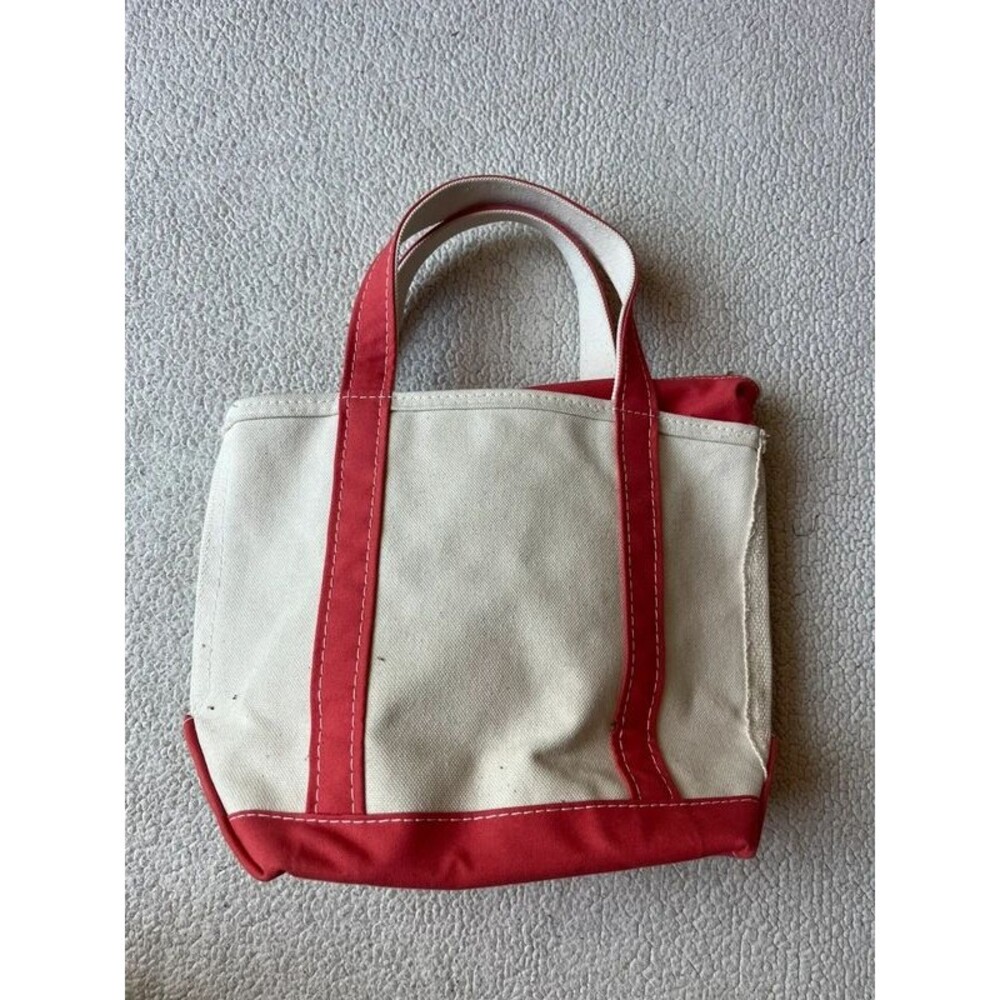 Vintage LL Bean Boat and Tote Small Red Handles Zip Top